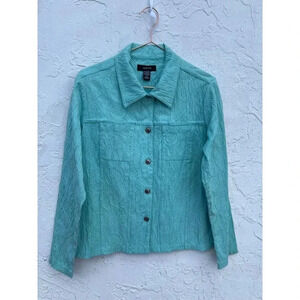 Kaktus Womens Long Sleeve Button Down Swirl Jacket Blue Sz M